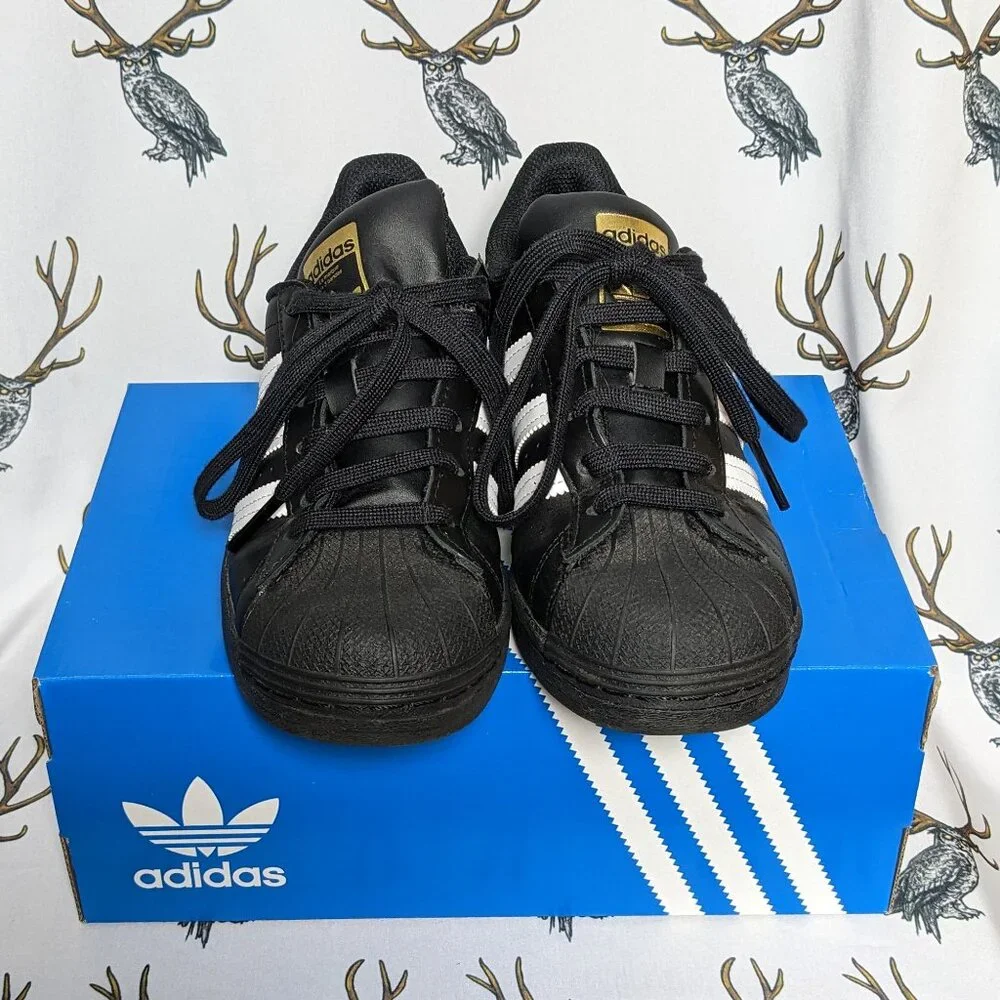Adidas Superstar Athletic Shoes US8 Black/White Trim US Men 5 Women 6.5 - Picture 4 of 10